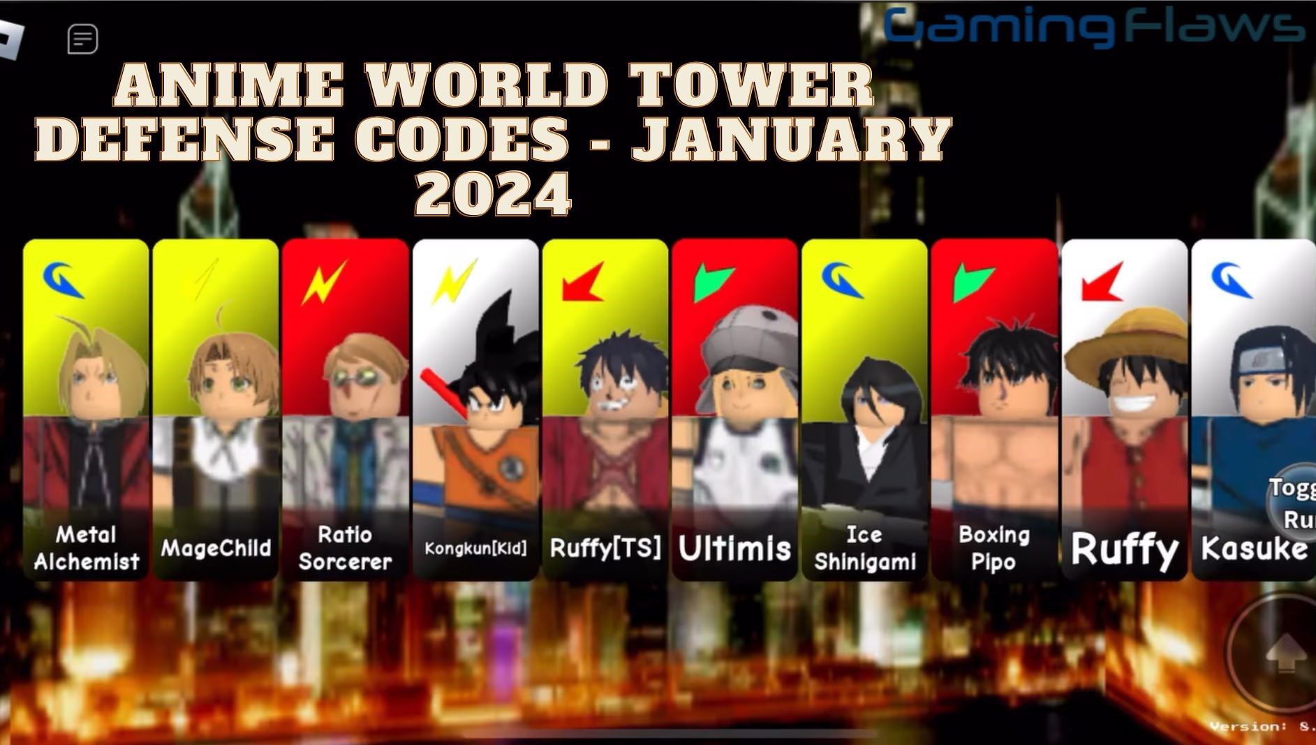 Anime World Tower Defense Codes - January 2024